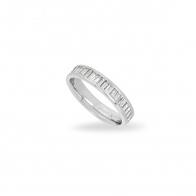Platinum Baguette Cut Diamond Half Eternity Ring 1.12ct